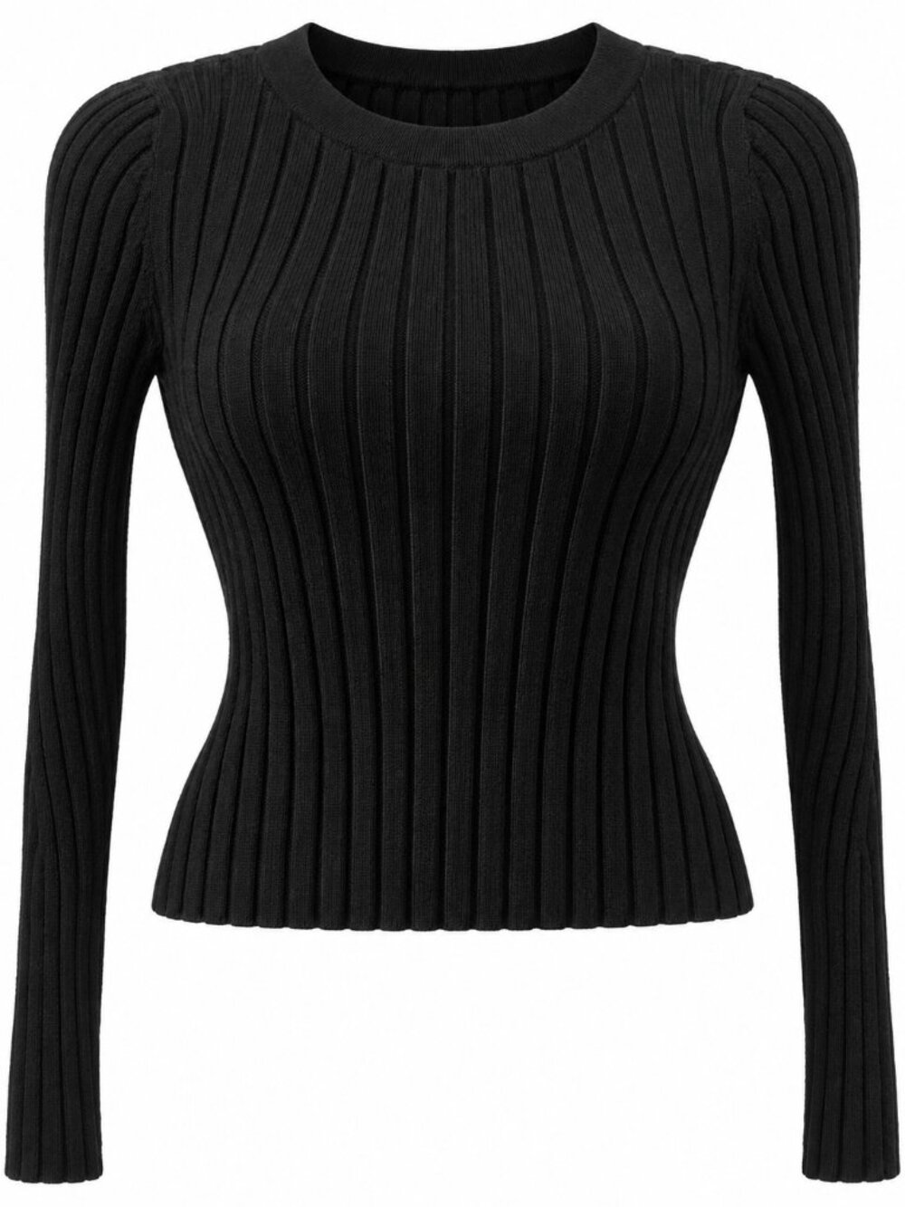 Sincerely Jules Black Ribbed Knit Fitted Sweater XS